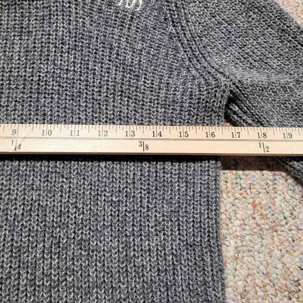 Abercrombie & Fitch Sweater Mens XL Gray Shawl Collar Fisherman Knit Moose Slim - Picture 11 of 15